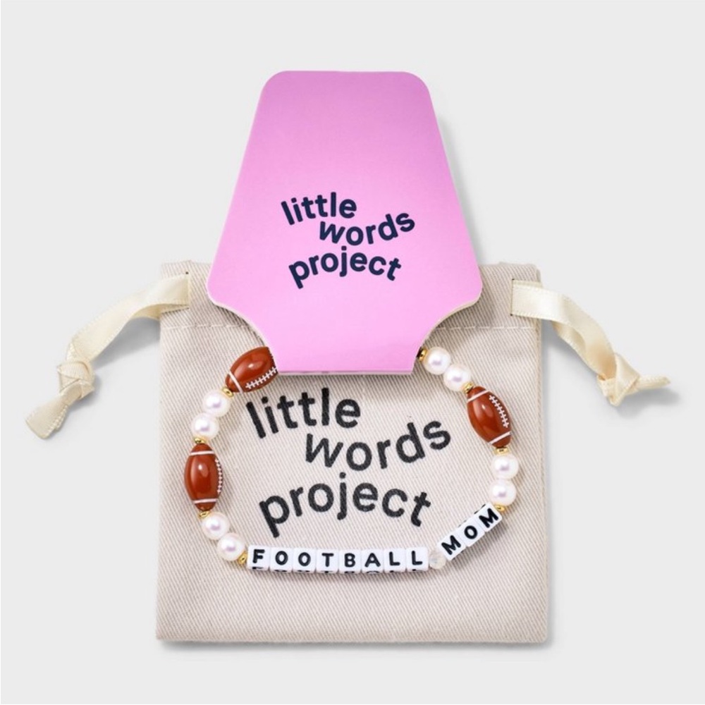 Little Words Project Football Mom Elastic Stretch Word Bracelet Brown Beaded NWT - Picture 3 of 5
